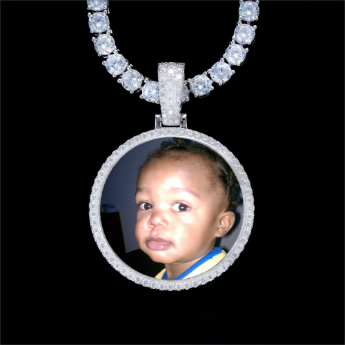 925S & VVS Moissanite 3D Circle Custom Picture Pendant