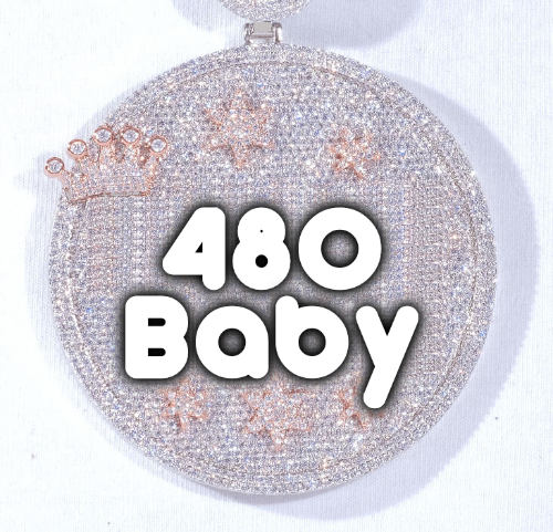 CUSTOM LETTER NECKLACE 3D BIG CROWN DISC