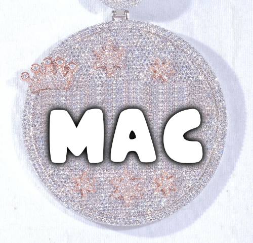 CUSTOM LETTER NECKLACE 3D BIG CROWN DISC