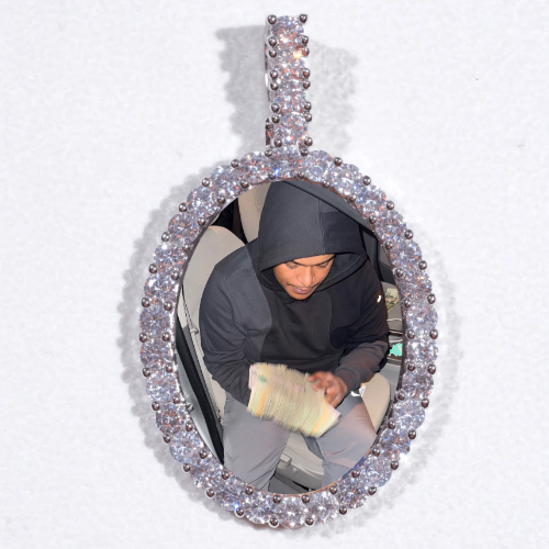 Large 3D Oval Custom Picture Pendant