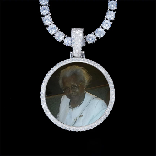 925S & VVS Moissanite 3D Circle Custom Picture Pendant