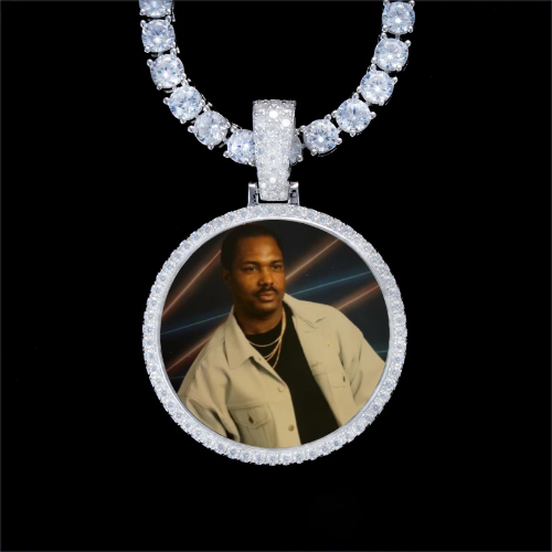 925S & VVS Moissanite 3D Circle Custom Picture Pendant