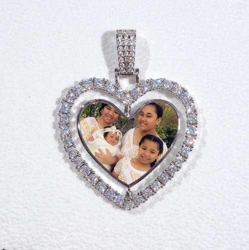 3D Spinning 2-Faced Heart Custom Picture Pendant