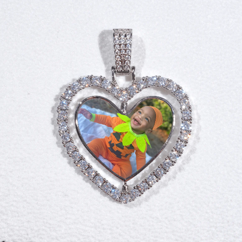3D Spinning 2-Faced Heart Custom Picture Pendant