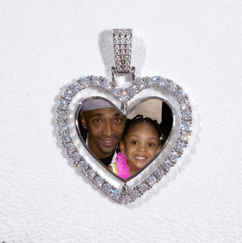 3D Spinning 2-Faced Heart Custom Picture Pendant