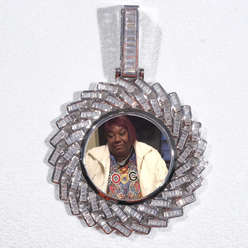 Large 3D Baguette Custom Picture Pendant