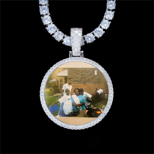 925S & VVS Moissanite 3D Circle Custom Picture Pendant