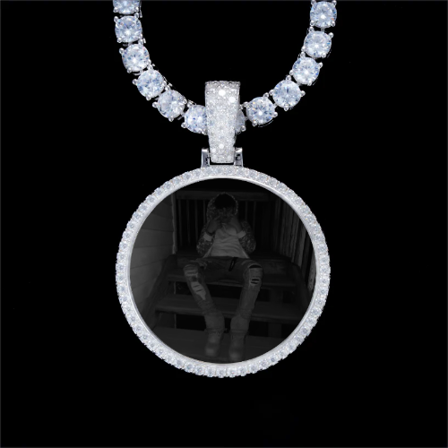 925S & VVS Moissanite 3D Circle Custom Picture Pendant