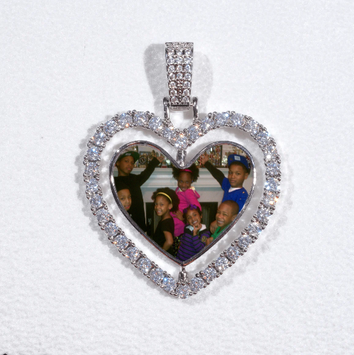 3D Spinning 2-Faced Heart Custom Picture Pendant