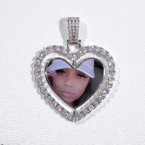 3D Spinning 2-Faced Heart Custom Picture Pendant