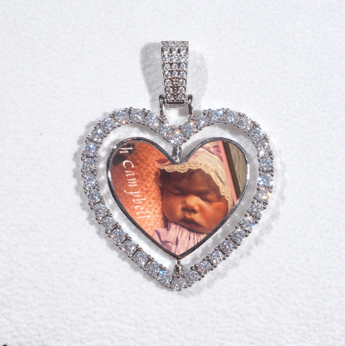 3D Spinning 2-Faced Heart Custom Picture Pendant