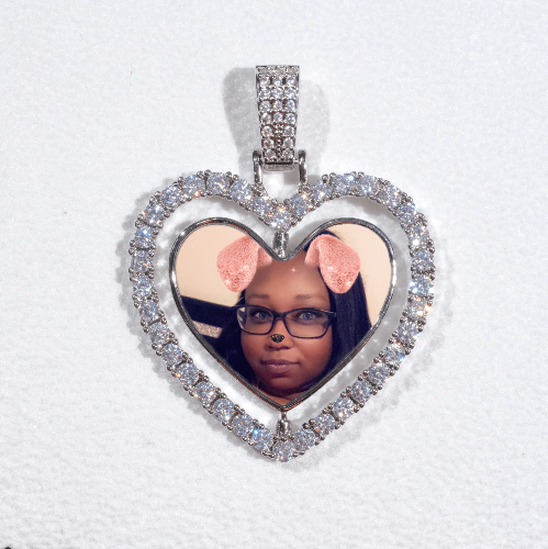 3D Spinning 2-Faced Heart Custom Picture Pendant