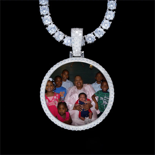 925S & VVS Moissanite 3D Circle Custom Picture Pendant