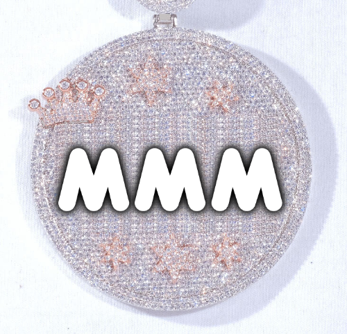 CUSTOM LETTER NECKLACE 3D BIG CROWN DISC