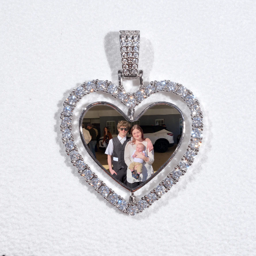 3D Spinning 2-Faced Heart Custom Picture Pendant