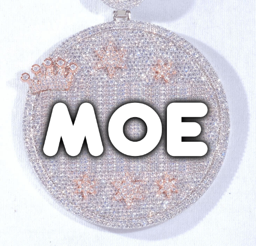 CUSTOM LETTER NECKLACE 3D BIG CROWN DISC
