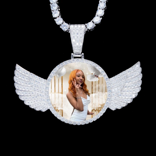 925S & VVS Moissanite 3D Wing Custom Picture Pendant