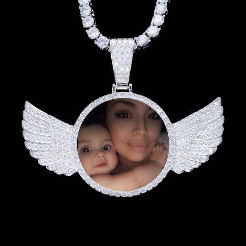 925S & VVS Moissanite 3D Wing Custom Picture Pendant