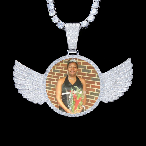 925S & VVS Moissanite 3D Wing Custom Picture Pendant