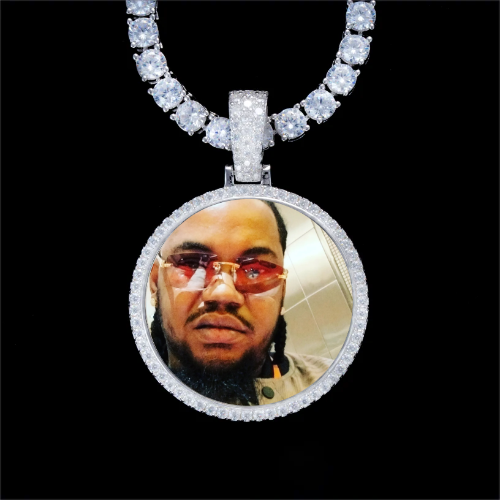 925S & VVS Moissanite 3D Circle Custom Picture Pendant