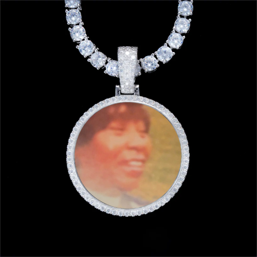 925S & VVS Moissanite 3D Circle Custom Picture Pendant
