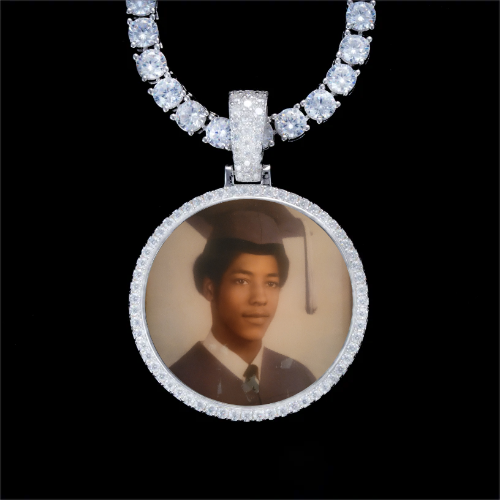 925S & VVS Moissanite 3D Circle Custom Picture Pendant