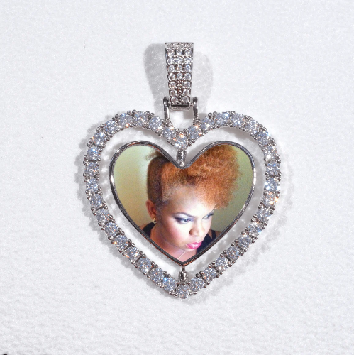 3D Spinning 2-Faced Heart Custom Picture Pendant
