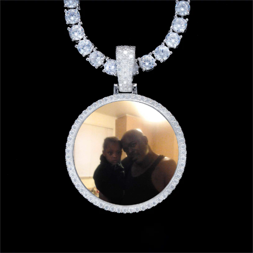 925S & VVS Moissanite 3D Circle Custom Picture Pendant