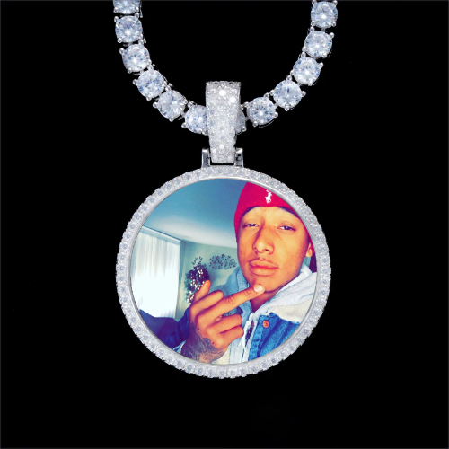 925S & VVS Moissanite 3D Circle Custom Picture Pendant