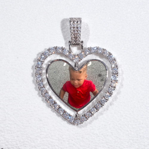 3D Spinning 2-Faced Heart Custom Picture Pendant
