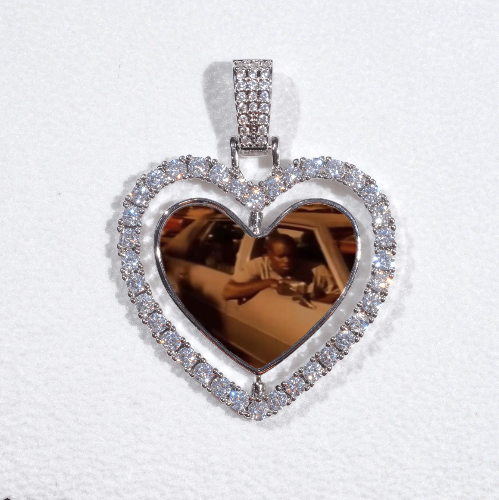 3D Spinning 2-Faced Heart Custom Picture Pendant