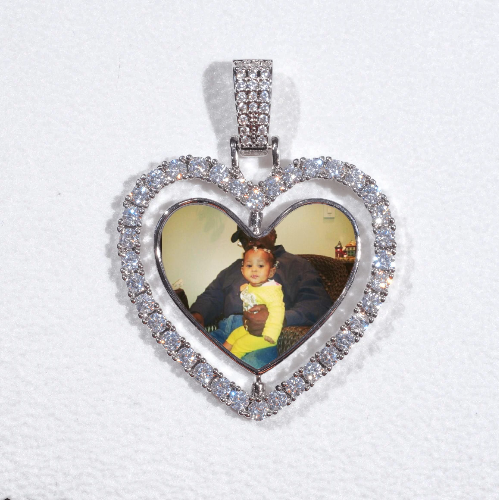 3D Spinning 2-Faced Heart Custom Picture Pendant
