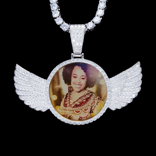 925S & VVS Moissanite 3D Wing Custom Picture Pendant