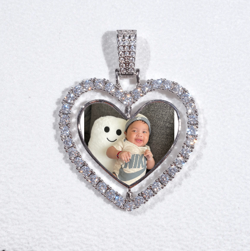 3D Spinning 2-Faced Heart Custom Picture Pendant