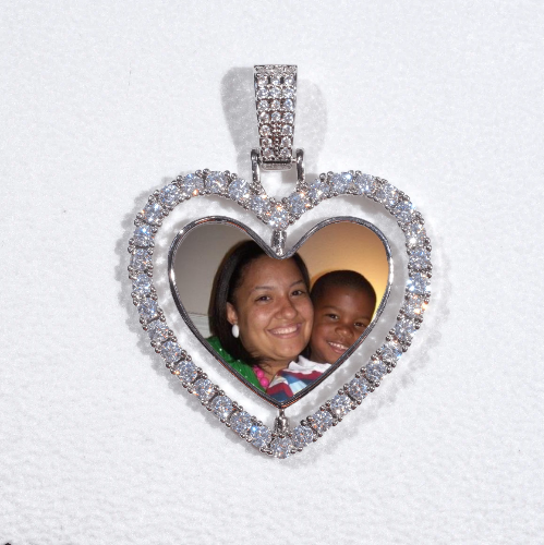 3D Spinning 2-Faced Heart Custom Picture Pendant