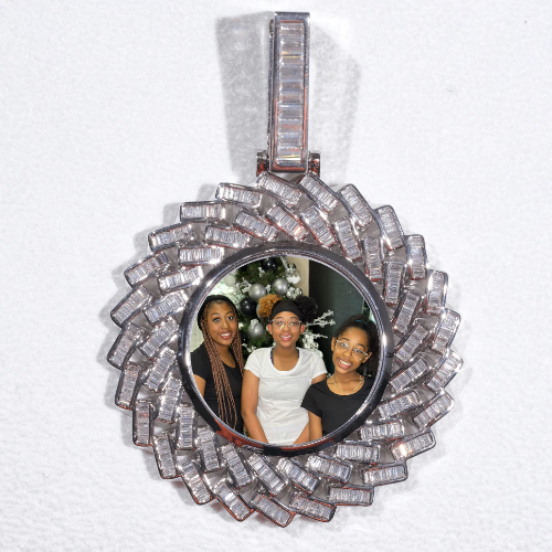 Large 3D Baguette Custom Picture Pendant