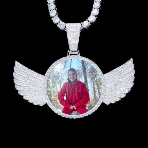 925S & VVS Moissanite 3D Wing Custom Picture Pendant
