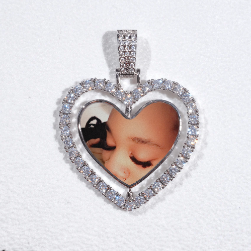 3D Spinning 2-Faced Heart Custom Picture Pendant
