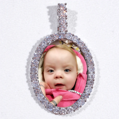 Large 3D Oval Custom Picture Pendant