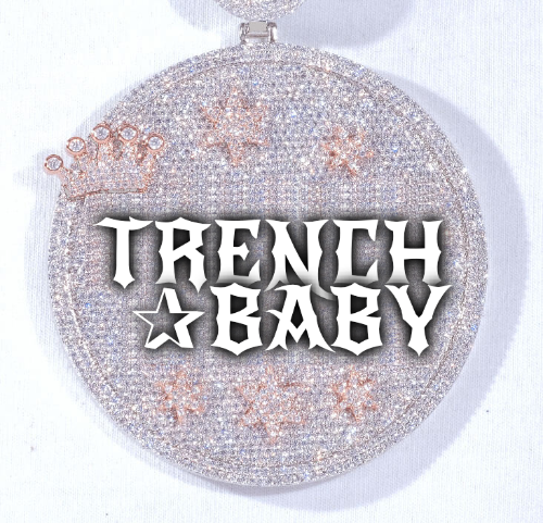 CUSTOM LETTER NECKLACE 3D BIG CROWN DISC