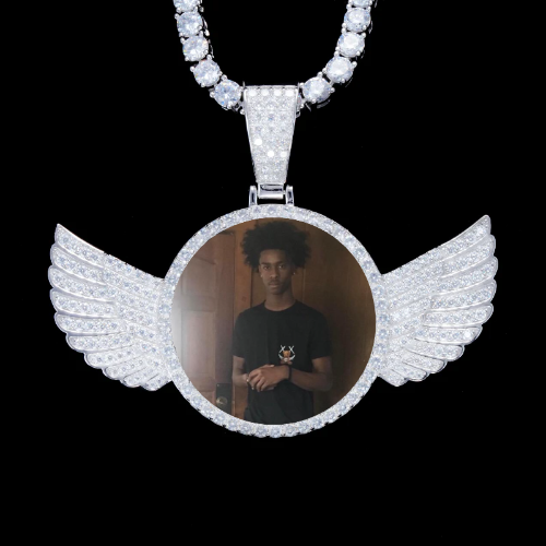 925S & VVS Moissanite 3D Wing Custom Picture Pendant