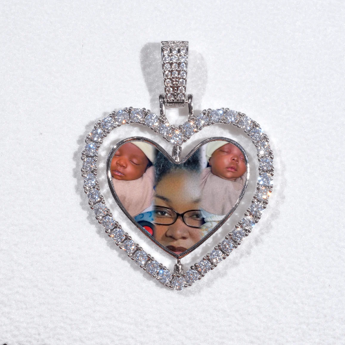 3D Spinning 2-Faced Heart Custom Picture Pendant
