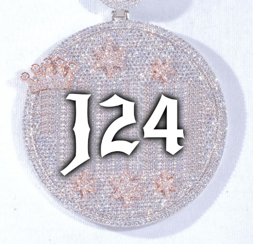 CUSTOM LETTER NECKLACE 3D BIG CROWN DISC