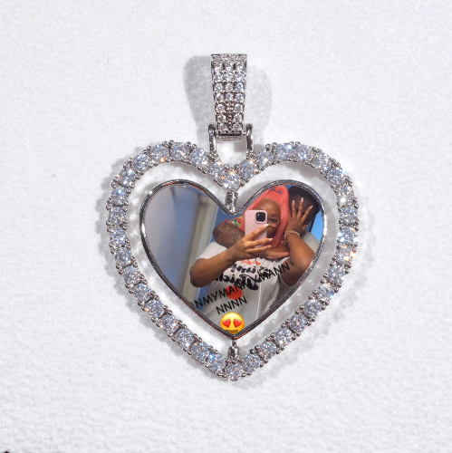 3D Spinning 2-Faced Heart Custom Picture Pendant