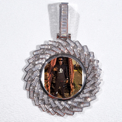 Large 3D Baguette Custom Picture Pendant