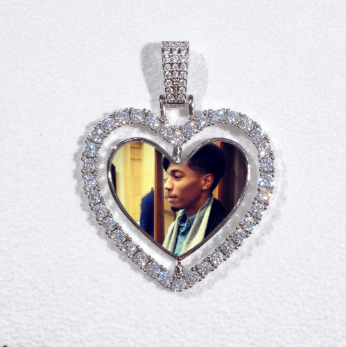 3D Spinning 2-Faced Heart Custom Picture Pendant
