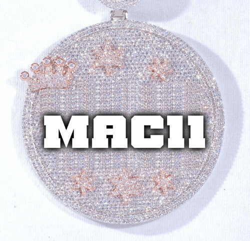 CUSTOM LETTER NECKLACE 3D BIG CROWN DISC