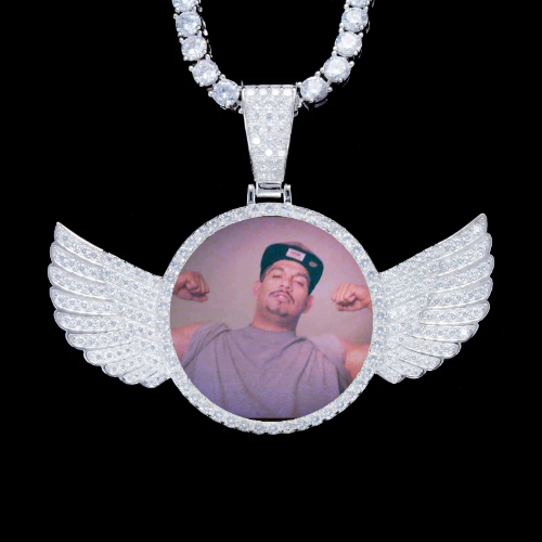 925S & VVS Moissanite 3D Wing Custom Picture Pendant