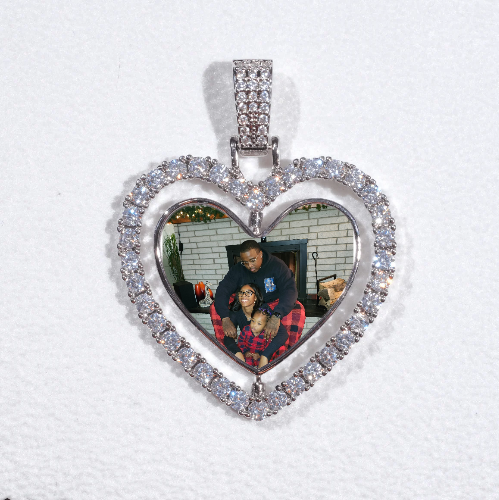 3D Spinning 2-Faced Heart Custom Picture Pendant