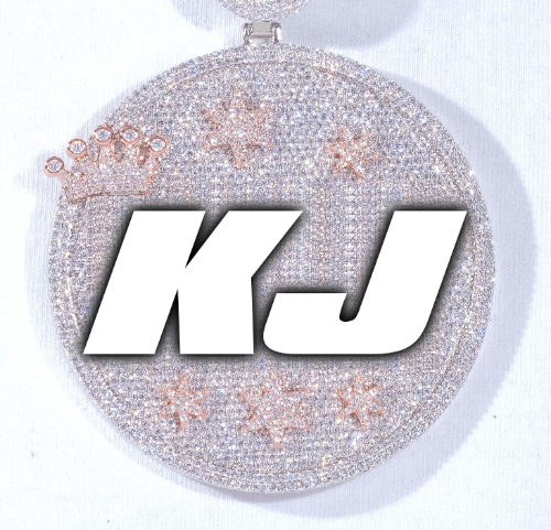CUSTOM LETTER NECKLACE 3D BIG CROWN DISC